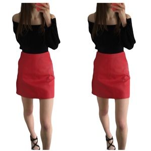 TOPSHOP Red Mini Faux Leather Skirt